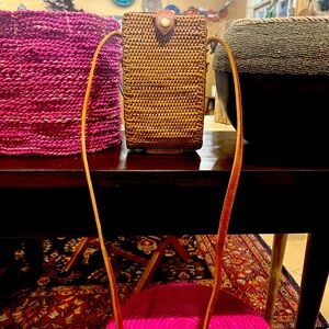 Woven Brown Crossbody Bag